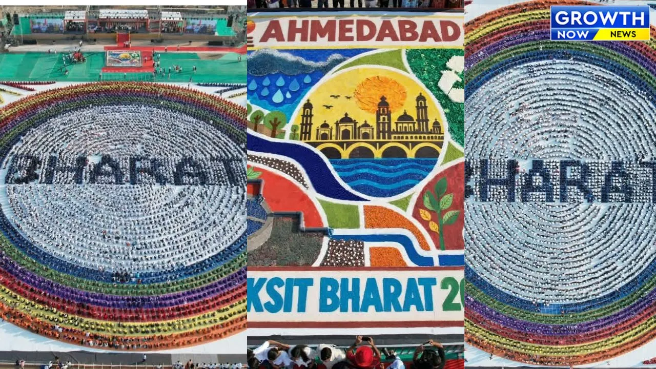 અમદાવાદના GMDC ગ્રાઉન્ડમાં 6,424 વિદ્યાર્થીઓએ રચી ભવ્ય માનવ રંગોળી, Asia Book of Recordsમાં નોંધાયું નામ