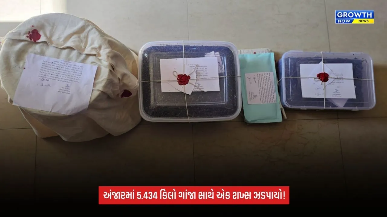 Kutchના અંજારમાં પોલીસની મોટી કાર્યવાહી, 5.434 કિલો ગાંજા સાથે એક શખ્સ ઝડપાયો