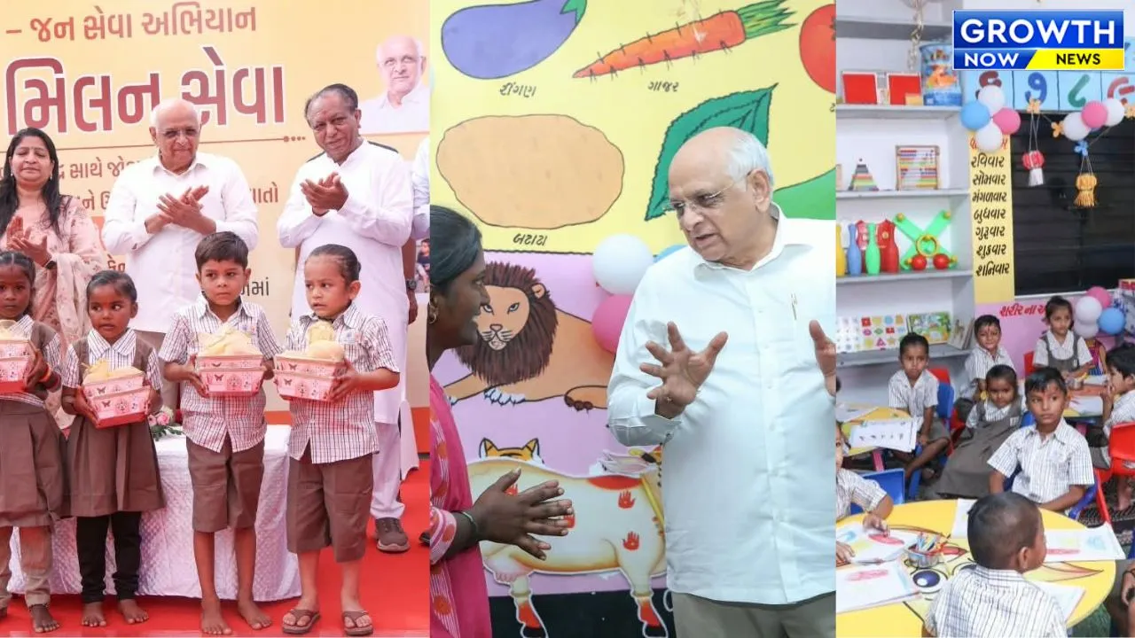 અમદાવાદના બોપલમાં આવેલી આંગણવાડીમાં CM ભૂપેન્દ્ર પટેલે બાળકો પર વરસાવ્યો વહાલ
